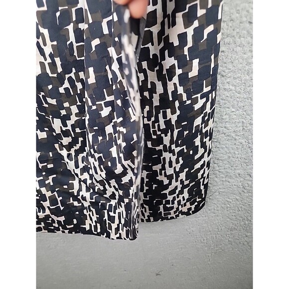 Ann Taylor Dress Womens 8 Black Brown Cream Geometric V-Neck Corpcore Siren - Picture 8 of 16